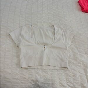 Aerie White Ribbed Crop Top